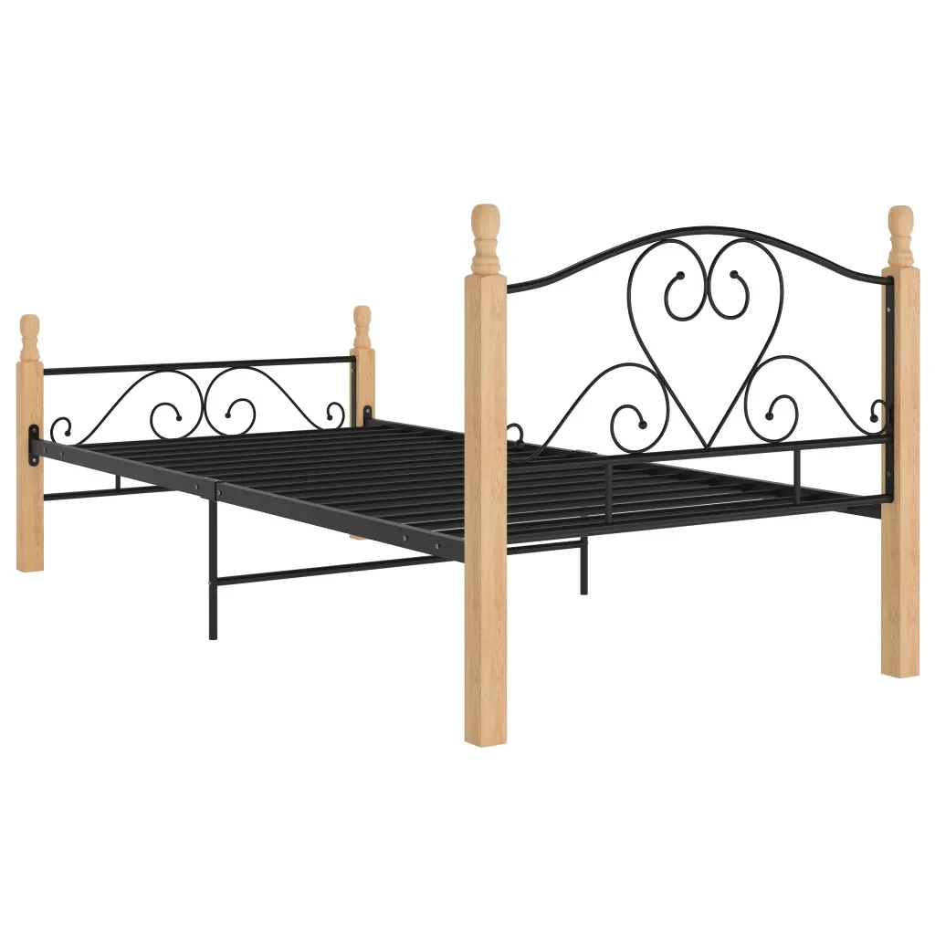Letto singolo | Letto per adulti | Giroletto Nero in Metallo 90x200 cm - Image 5