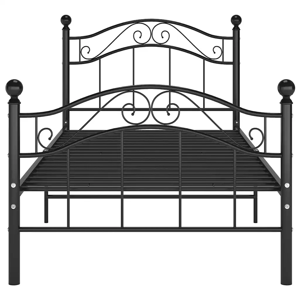 Letto singolo | Letto per adulti | Giroletto Nero in Metallo 90x200 cm - Image 3
