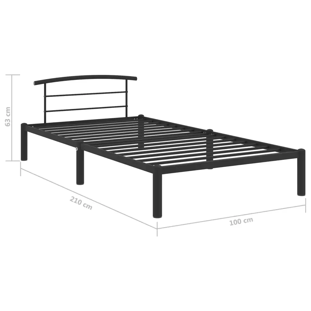 Letto singolo | Letto per adulti | Giroletto Nero in Metallo 90x200 cm - Image 7