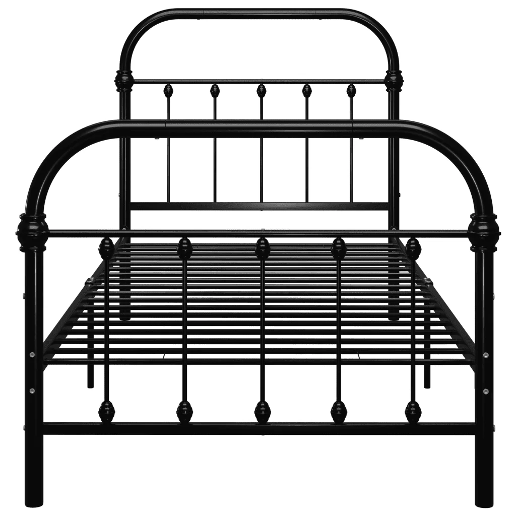 Letto singolo | Letto per adulti | Giroletto Nero in Metallo 90x200 cm - Image 4