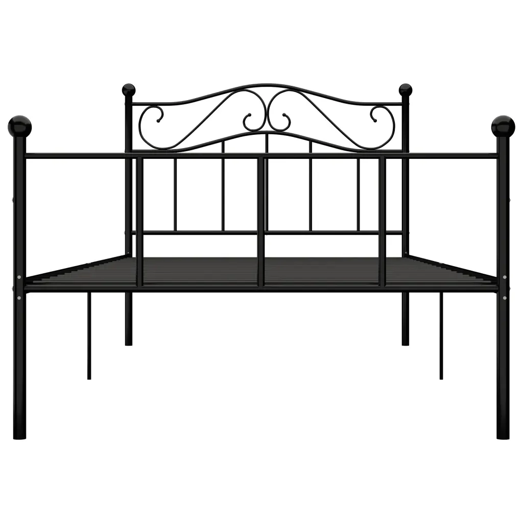 Letto singolo | Letto per adulti | Giroletto Nero in Metallo 90x200 cm - Image 4