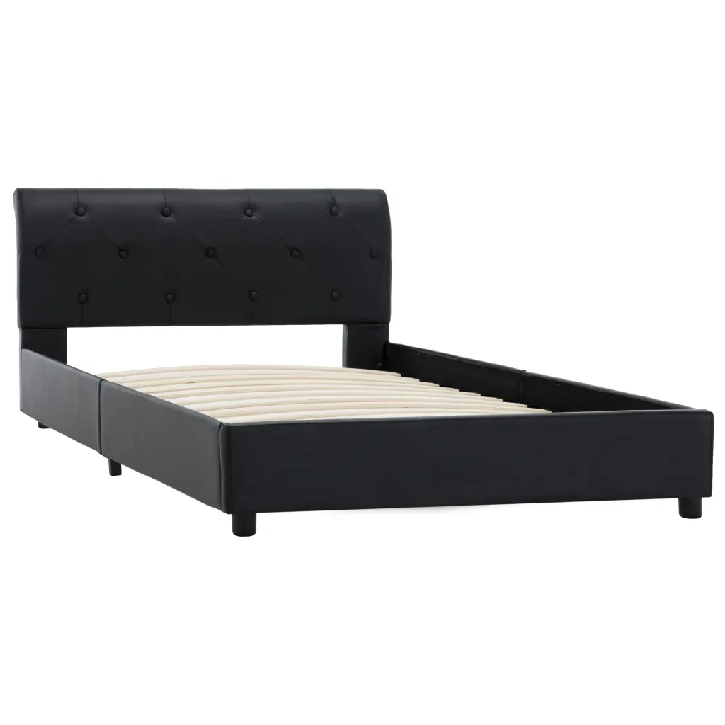 Letto singolo | Letto per adulti | Giroletto Nero in Similpelle 100x200 cm - Image 3