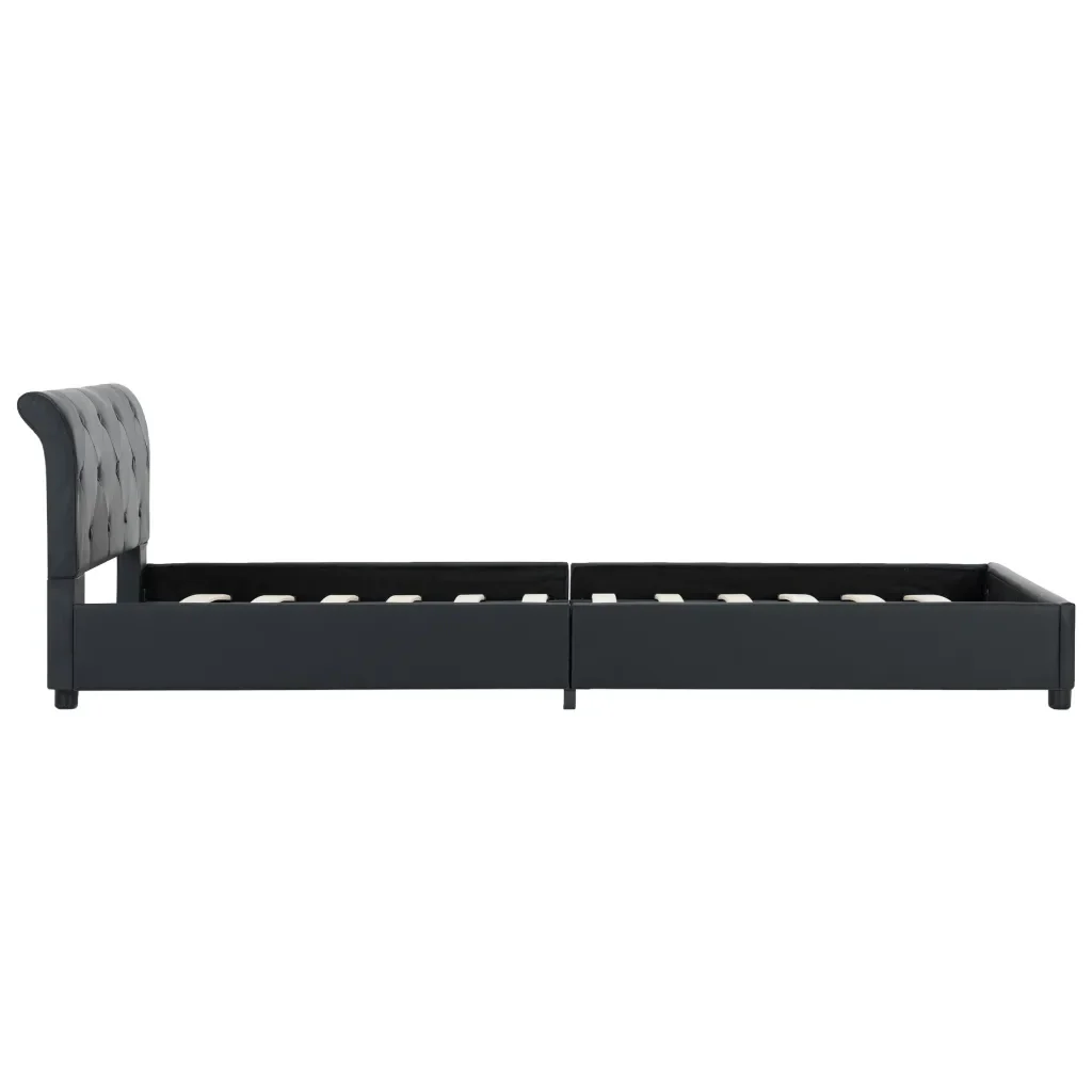 Letto singolo | Letto per adulti | Giroletto Nero in Similpelle 100x200 cm - Image 5