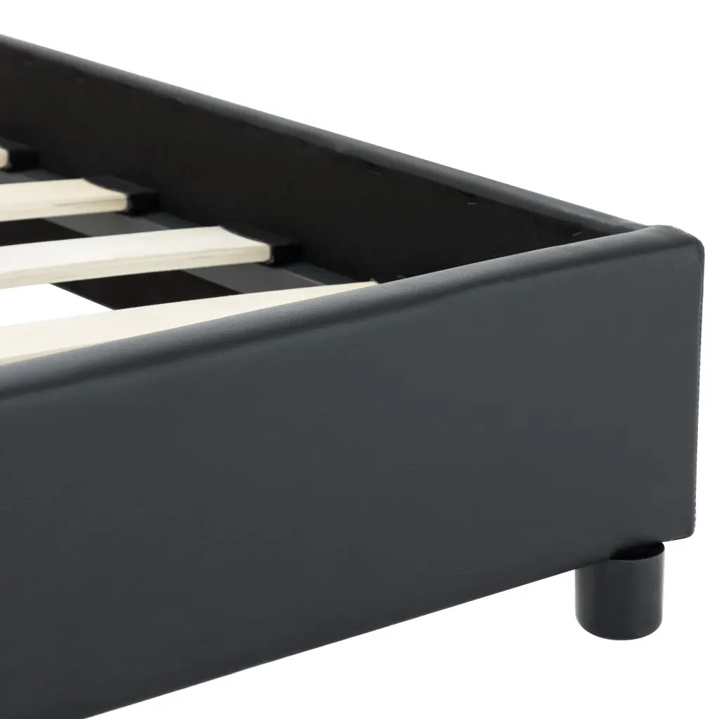 Letto singolo | Letto per adulti | Giroletto Nero in Similpelle 100x200 cm - Image 7