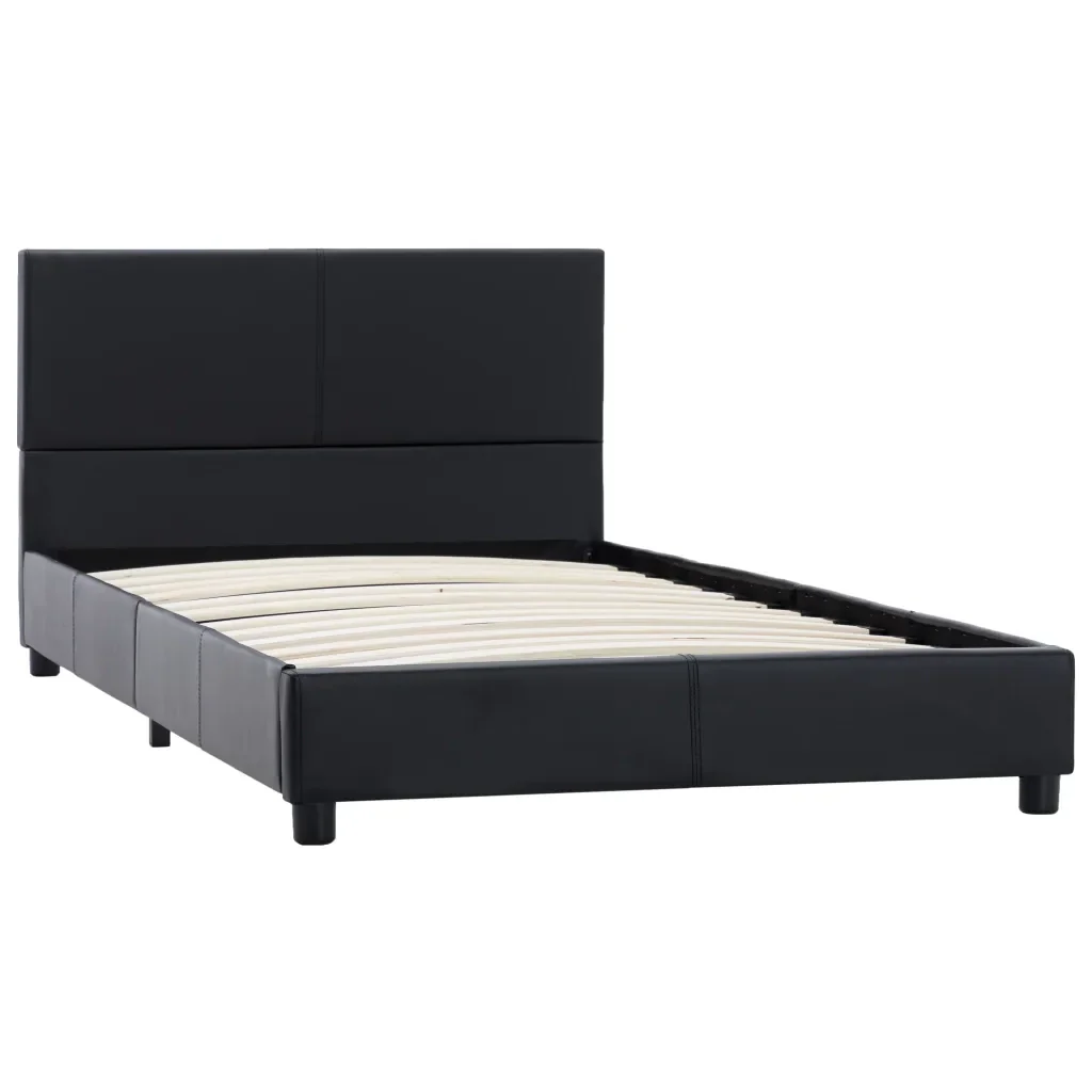 Letto singolo | Letto per adulti | Giroletto Nero in Similpelle 100x200 cm - Image 2