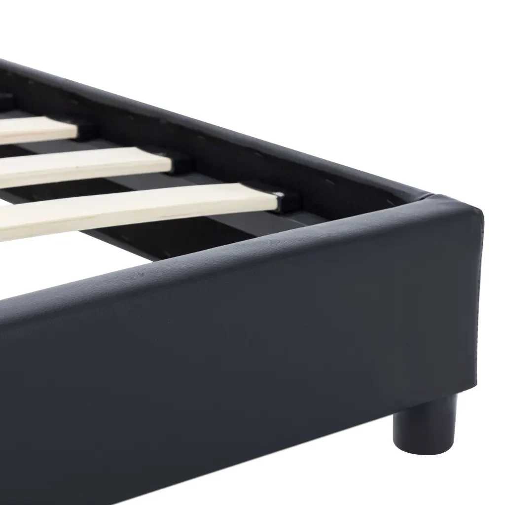 Letto singolo | Letto per adulti | Giroletto Nero in Similpelle 90x200 cm - Image 5