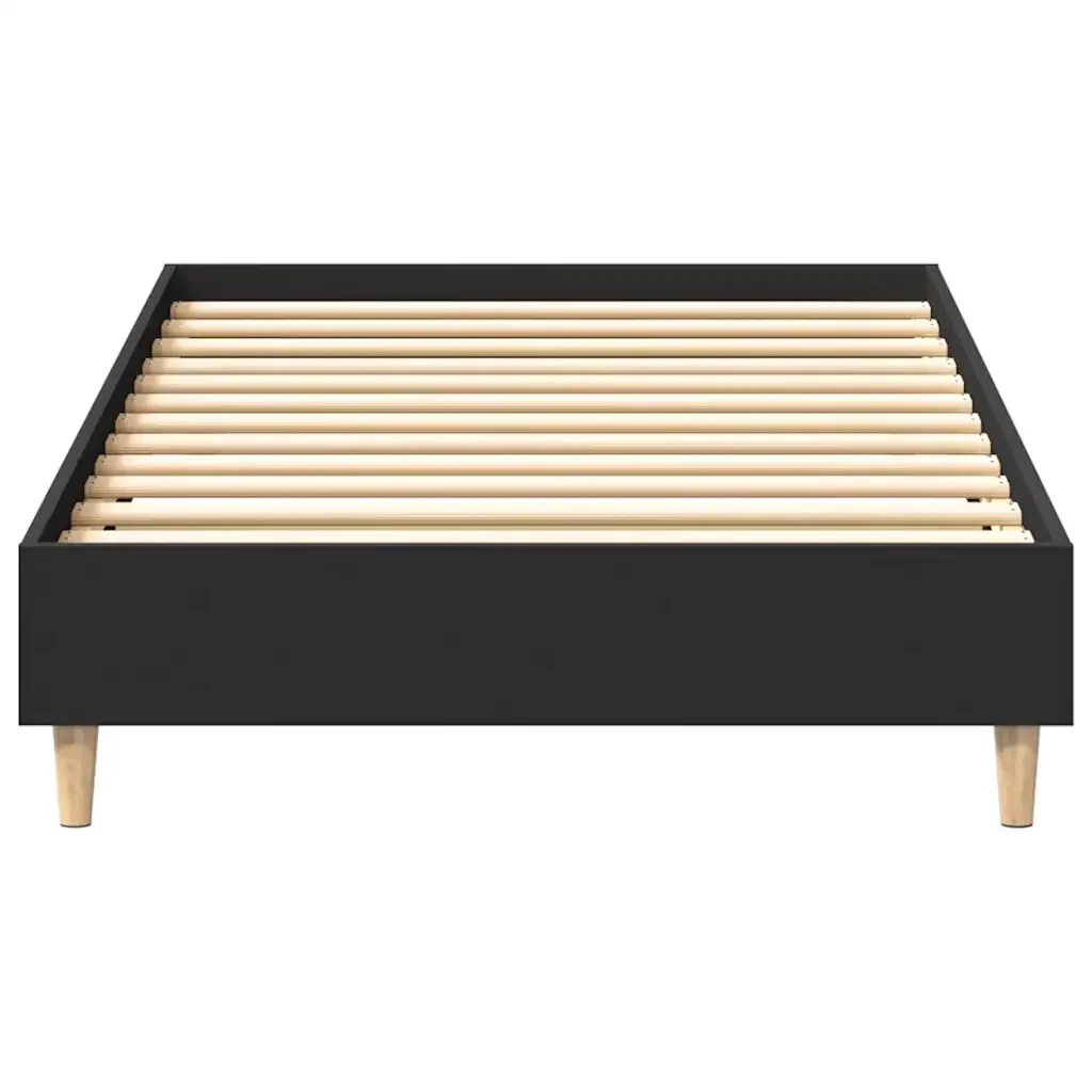 Letto singolo | Letto per adulti | Giroletto Nero senza Materasso 100x200 cm in Legno Multistrato - Image 5
