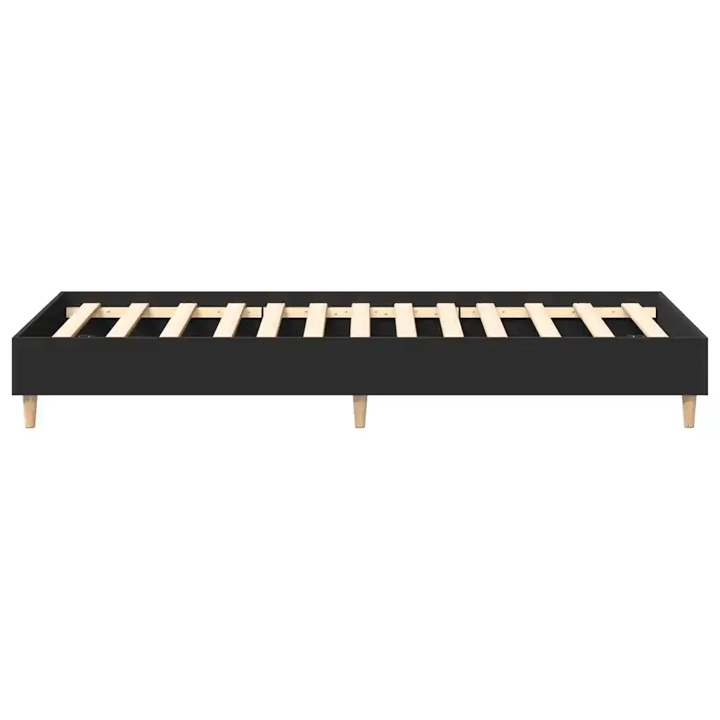 Letto singolo | Letto per adulti | Giroletto Nero senza Materasso 100x200 cm in Legno Multistrato - Image 6