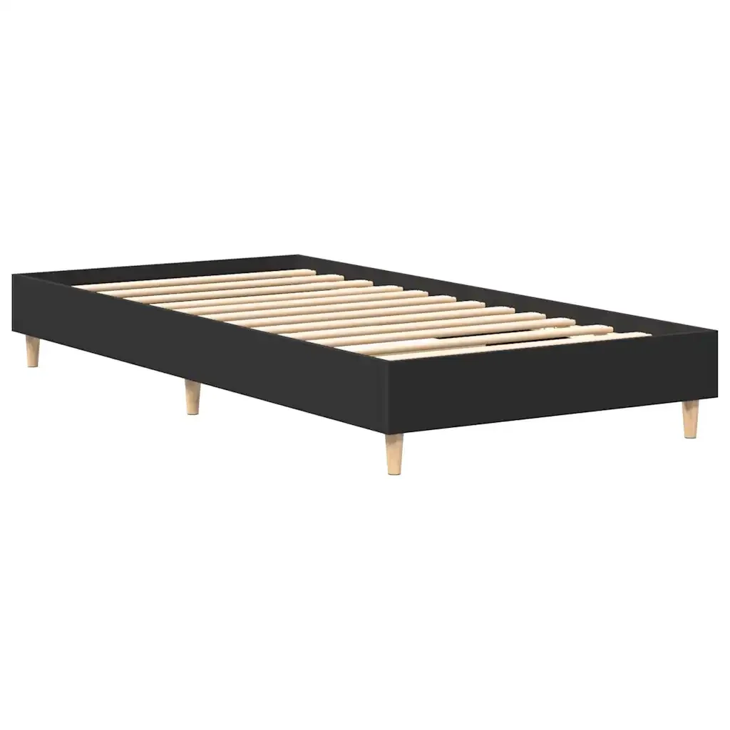 Letto singolo | Letto per adulti | Giroletto Nero senza Materasso 100x200 cm in Legno Multistrato - Image 7