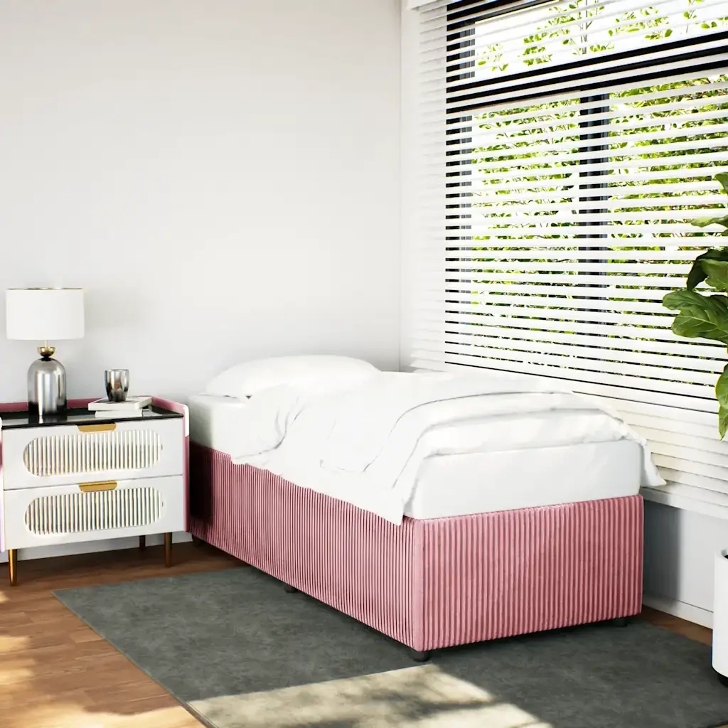Letto singolo | Letto per adulti | Giroletto Rosa 100x200 cm in Velluto - Image 2