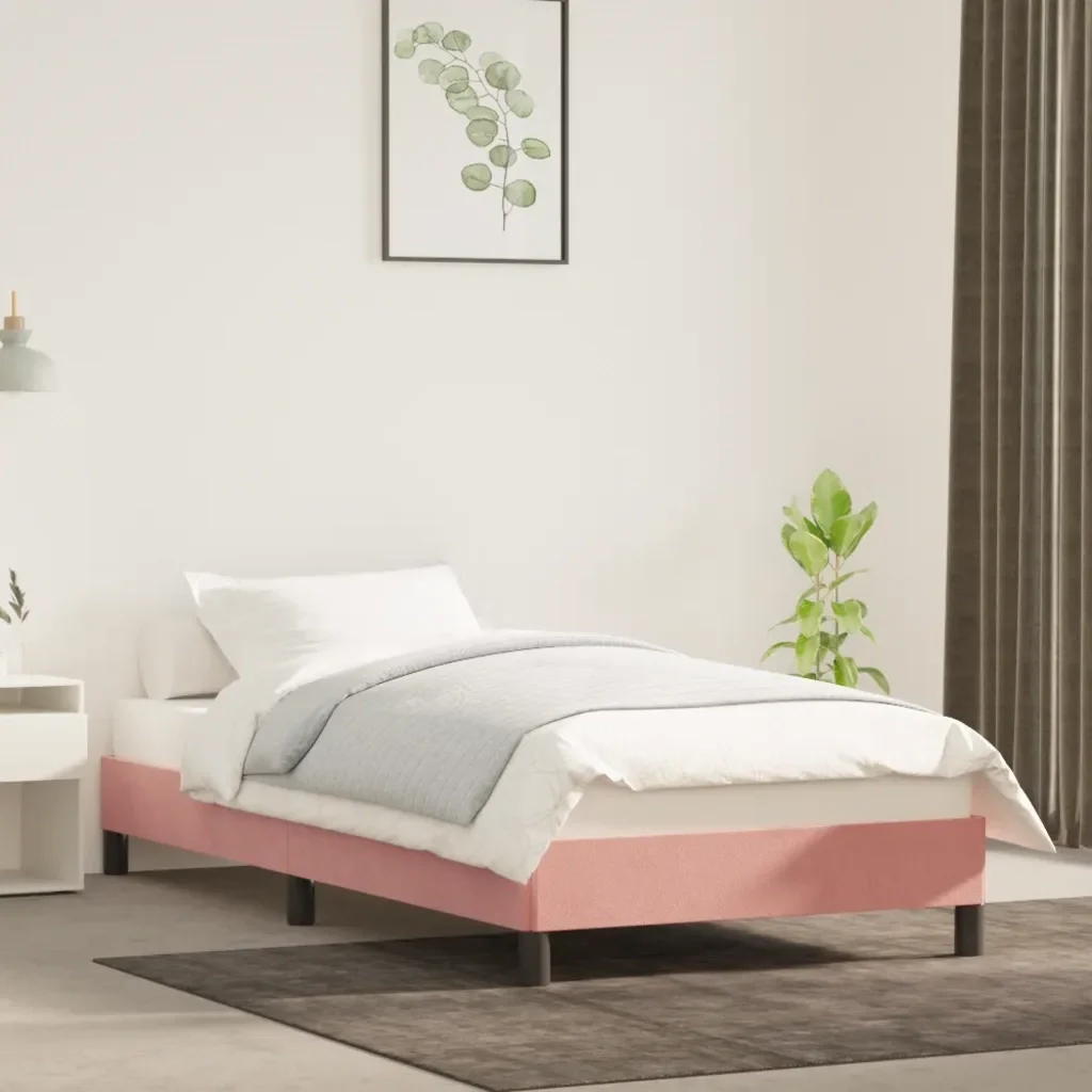 Letto singolo | Letto per adulti | Giroletto Rosa 100x200 cm in Velluto - Image 2