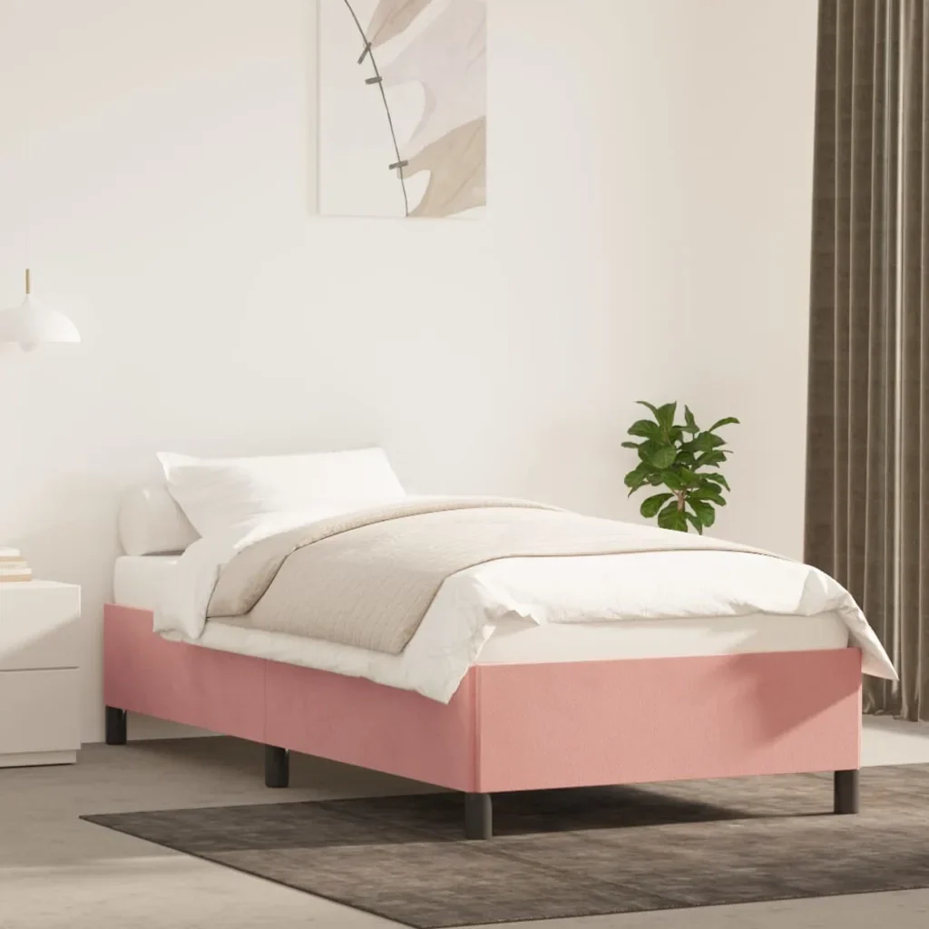 Letto singolo | Letto per adulti | Giroletto Rosa 80x200 cm in Velluto - Image 2