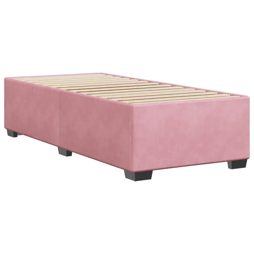 Letto singolo | Letto per adulti | Giroletto Rosa 80x200 cm in Velluto - Image 4