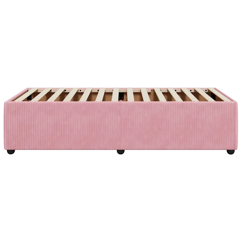 Letto singolo | Letto per adulti | Giroletto Rosa 90x190 cm in Velluto - Image 5