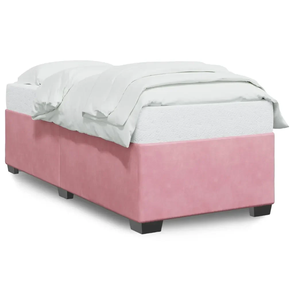 Letto singolo | Letto per adulti | Giroletto Rosa 90x200 cm in Velluto