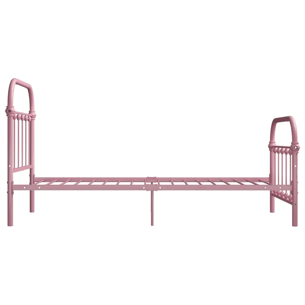 Letto singolo | Letto per adulti | Giroletto Rosa in Metallo 100x200 cm - Image 4