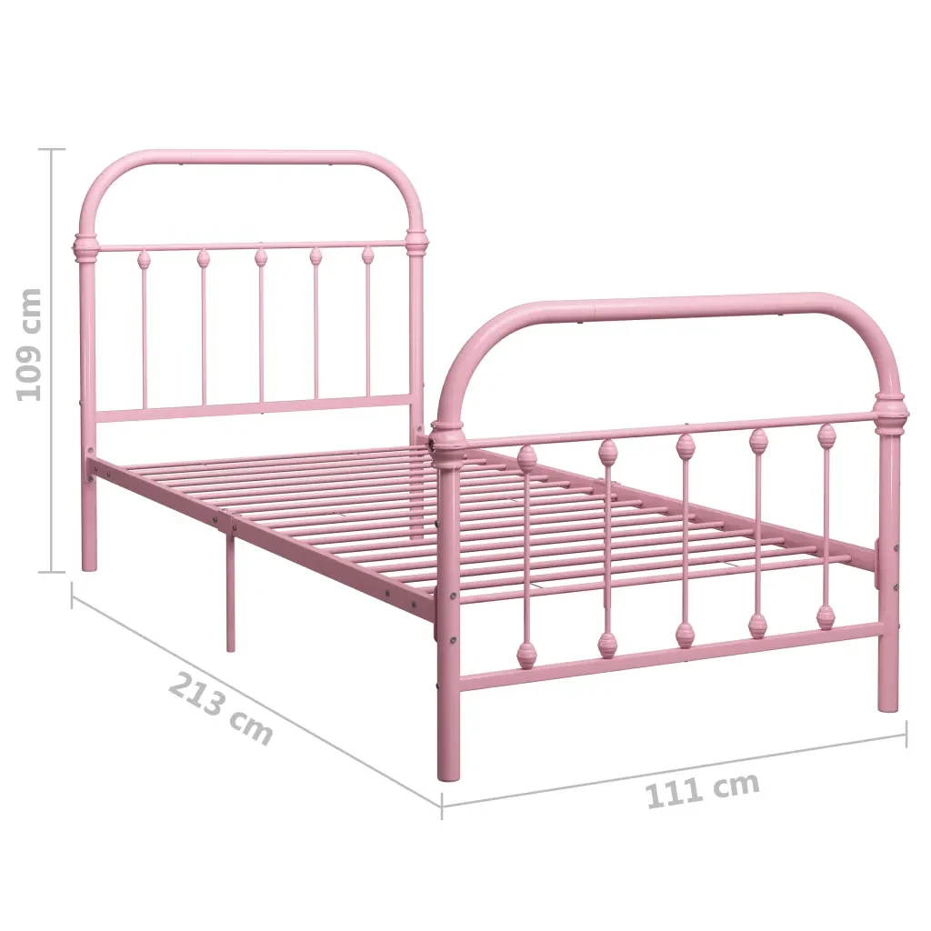 Letto singolo | Letto per adulti | Giroletto Rosa in Metallo 100x200 cm - Image 6