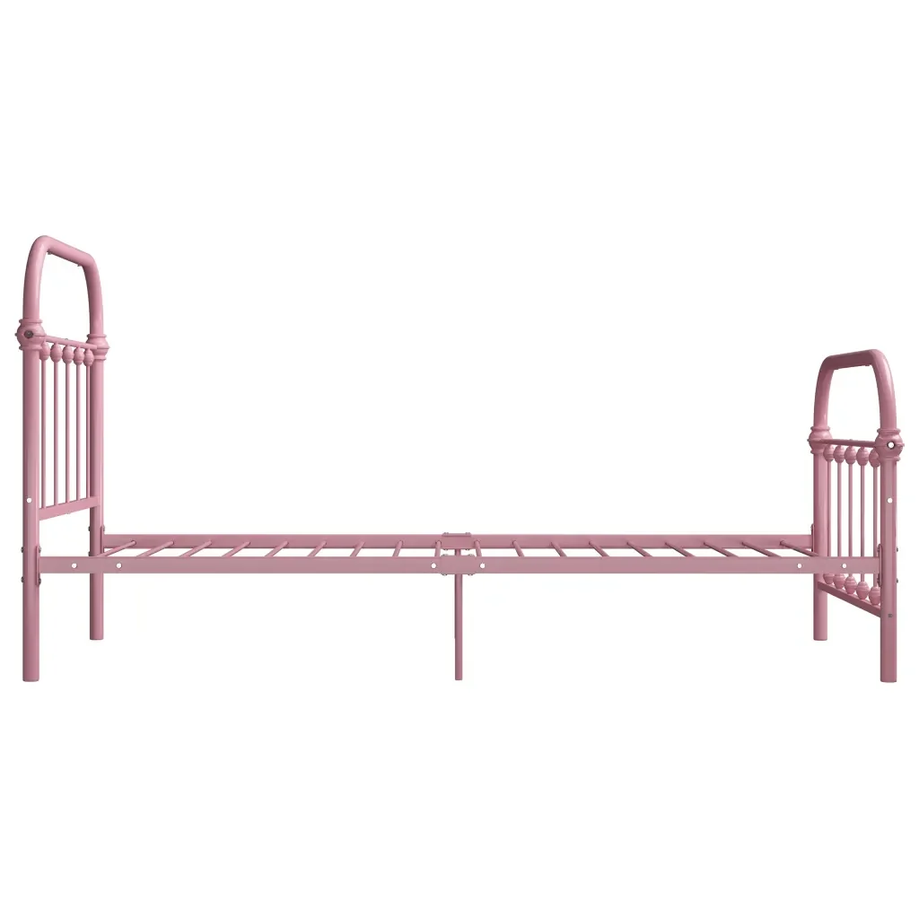 Letto singolo | Letto per adulti | Giroletto Rosa in Metallo 90x200 cm - Image 4