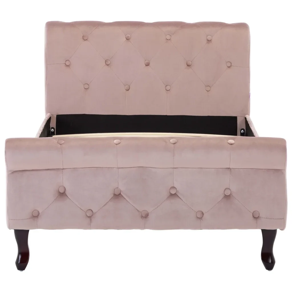 Letto singolo | Letto per adulti | Giroletto Rosa in Velluto 90x200 cm - Image 3
