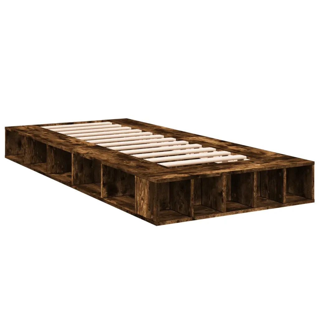 Letto singolo | Letto per adulti | Giroletto Rovere Fumo 100x200 cm in Legno Multistrato - Image 3