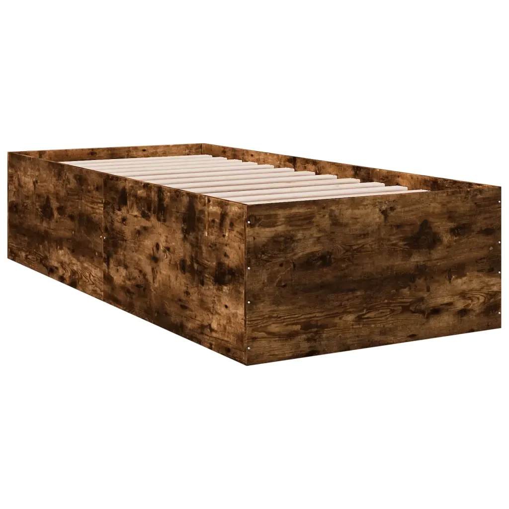 Letto singolo | Letto per adulti | Giroletto Rovere Fumo 100x200 cm in Legno Multistrato - Image 3