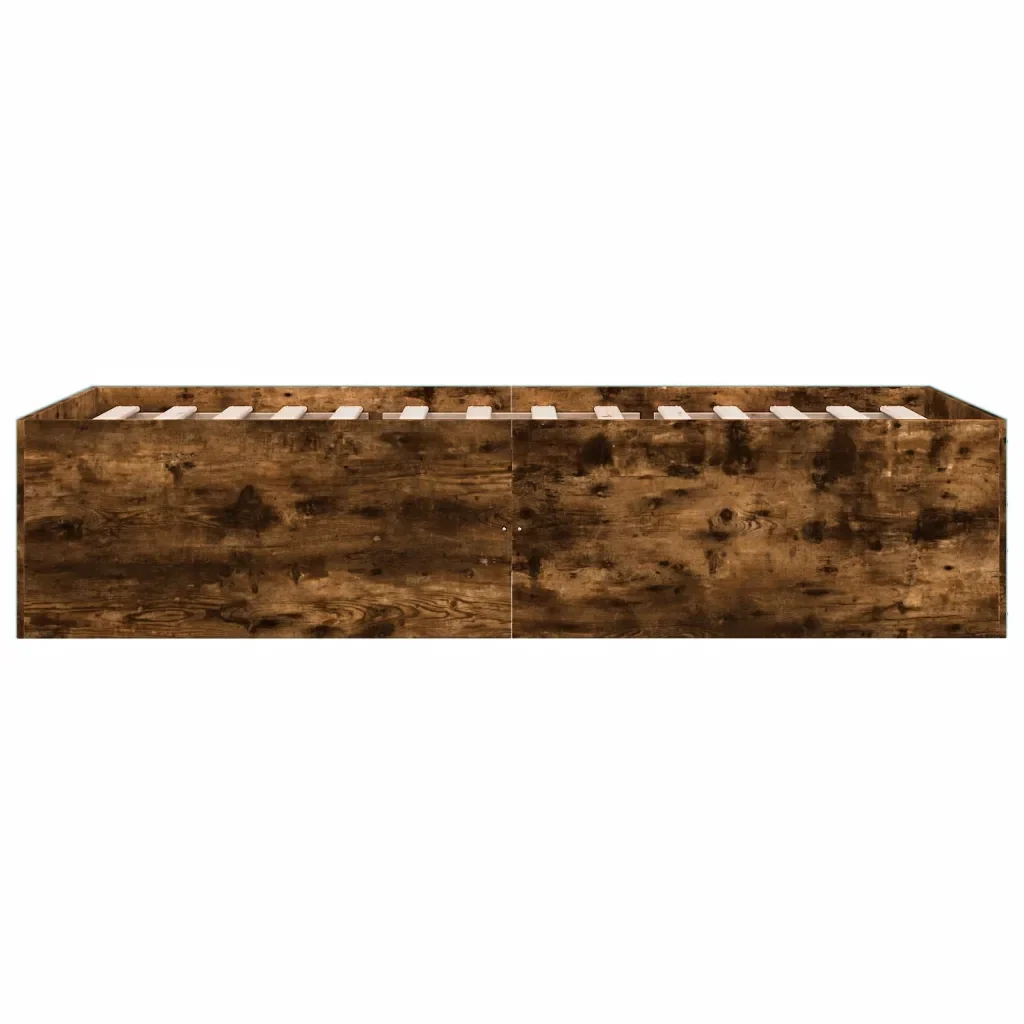 Letto singolo | Letto per adulti | Giroletto Rovere Fumo 100x200 cm in Legno Multistrato - Image 5