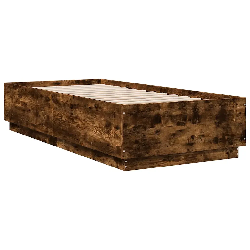 Letto singolo | Letto per adulti | Giroletto Rovere Fumo 100x200 cm in Legno Multistrato - Image 3