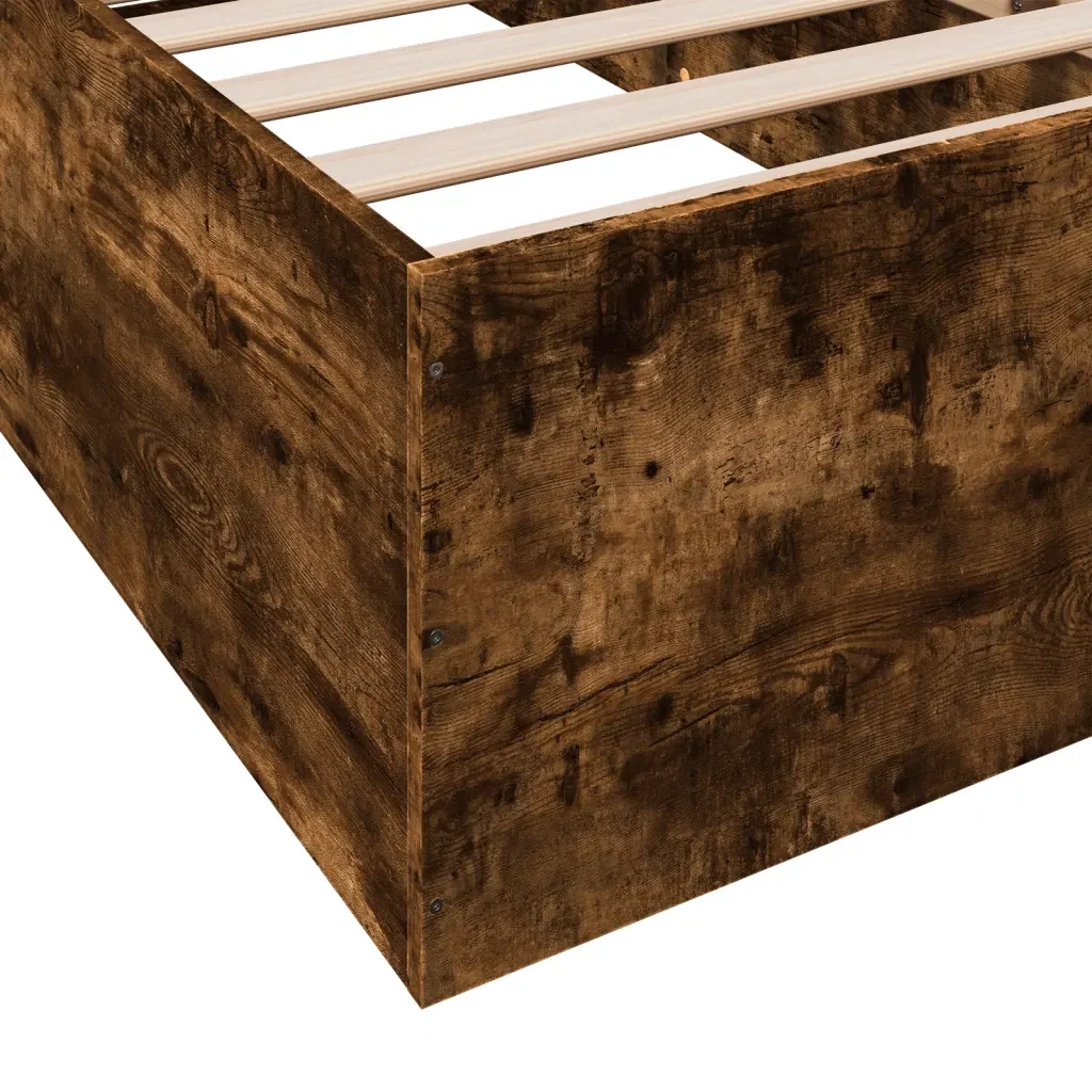 Letto singolo | Letto per adulti | Giroletto Rovere Fumo 100x200 cm in Legno Multistrato - Image 8