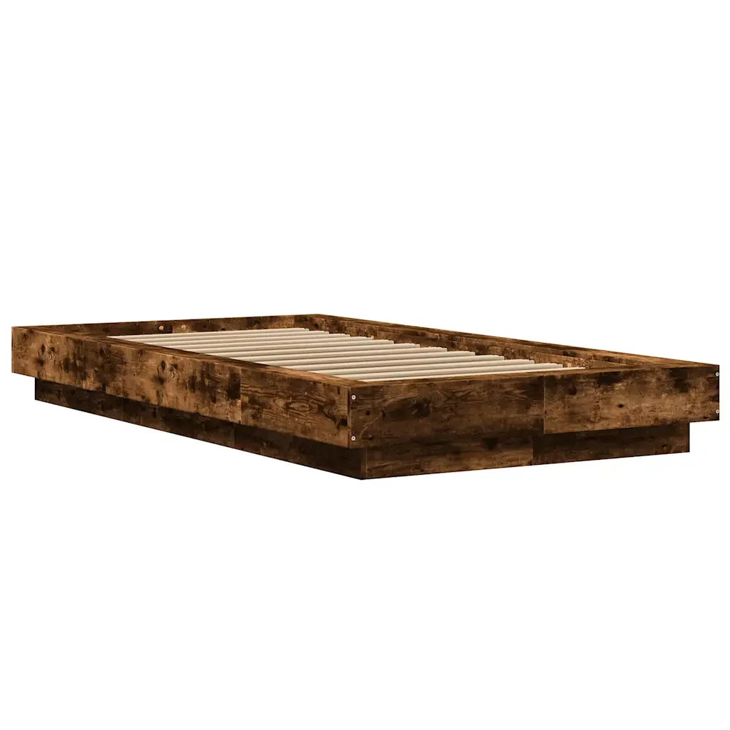 Letto singolo | Letto per adulti | Giroletto Rovere Fumo 100x200 cm in Legno Multistrato - Image 4
