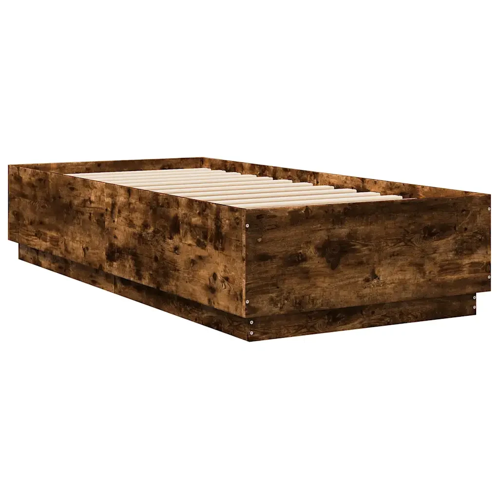 Letto singolo | Letto per adulti | Giroletto Rovere Fumo 100x200 cm in Legno Multistrato - Image 6