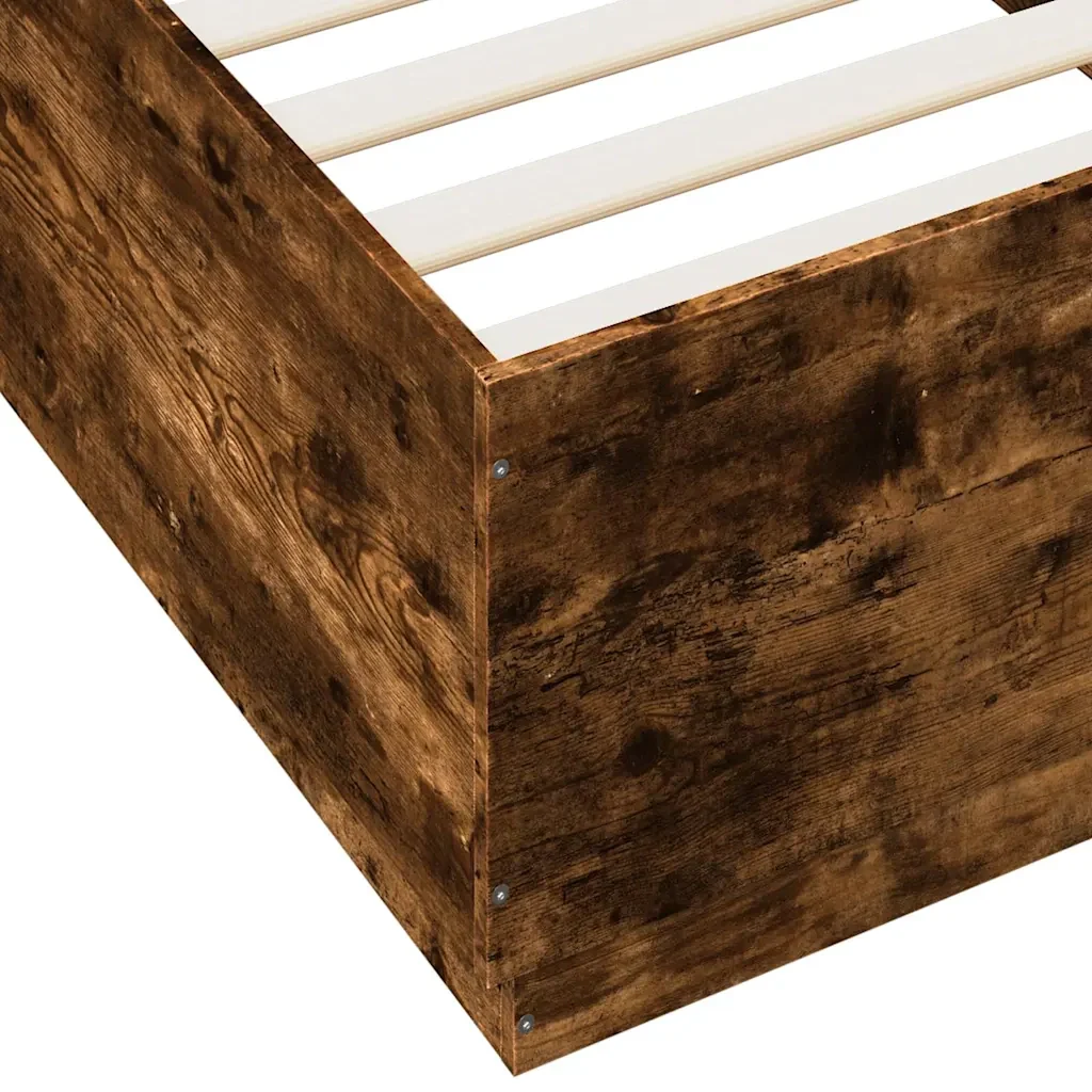 Letto singolo | Letto per adulti | Giroletto Rovere Fumo 100x200 cm in Legno Multistrato - Image 7