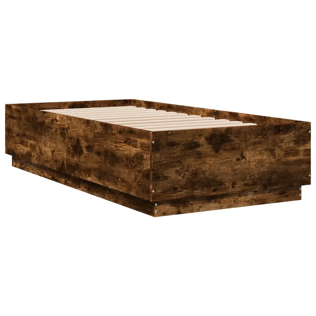 Letto singolo | Letto per adulti | Giroletto Rovere Fumo 75x190 cm in Legno Multistrato - Image 6