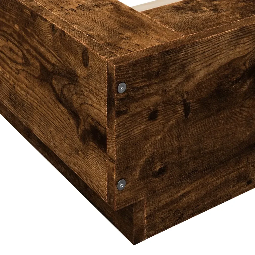 Letto singolo | Letto per adulti | Giroletto Rovere Fumo 90x190 cm in Legno Multistrato - Image 7