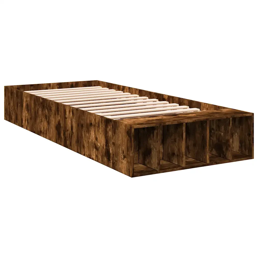 Letto singolo | Letto per adulti | Giroletto Rovere Fumo 90x190 cm in Legno Multistrato - Image 3