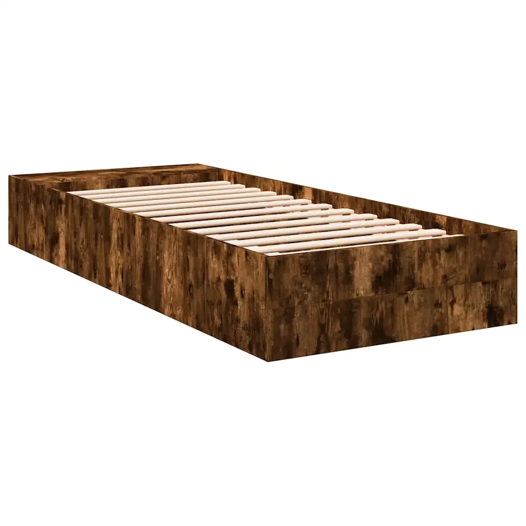 Letto singolo | Letto per adulti | Giroletto Rovere Fumo 90x190 cm in Legno Multistrato - Image 6