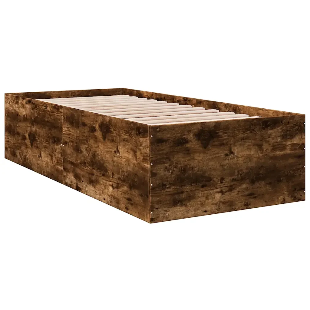Letto singolo | Letto per adulti | Giroletto Rovere Fumo 90x190 cm in Legno Multistrato - Image 6