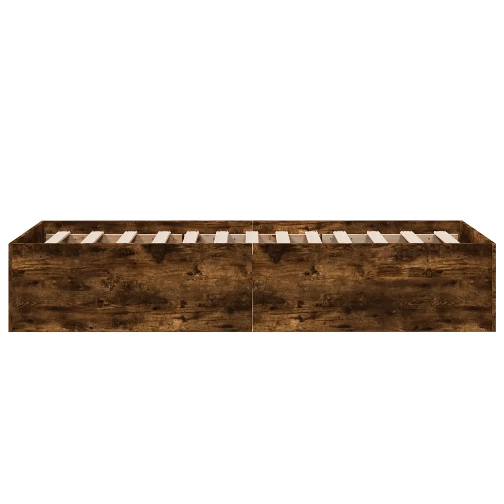 Letto singolo | Letto per adulti | Giroletto Rovere Fumo 90x190 cm in Legno Multistrato - Image 5