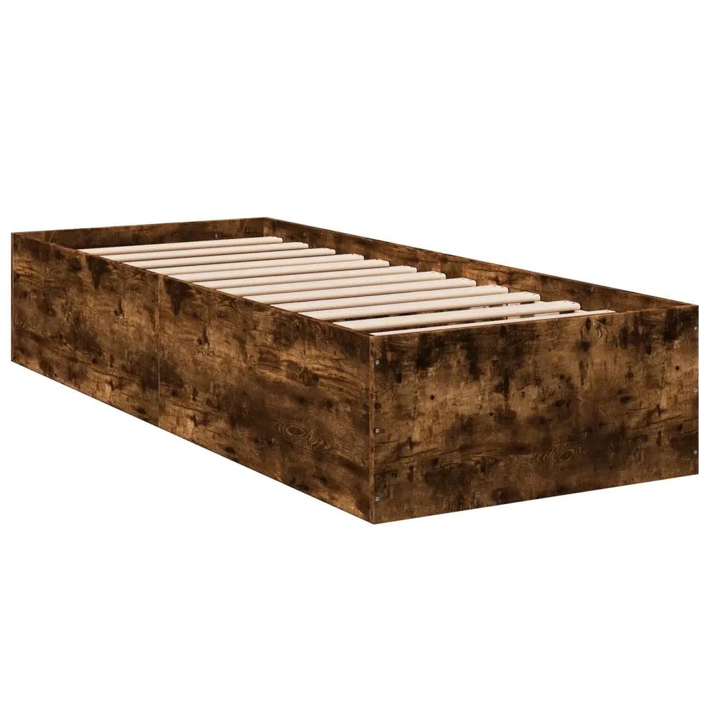 Letto singolo | Letto per adulti | Giroletto Rovere Fumo 90x190 cm in Legno Multistrato - Image 6