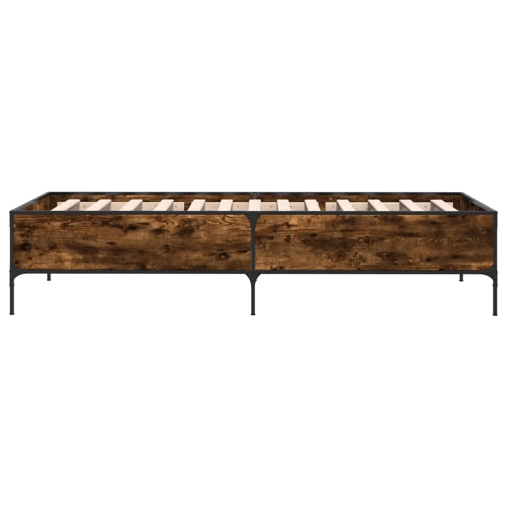 Letto singolo | Letto per adulti | Giroletto Rovere Fumo 90x190 cm in Legno Multistrato e Metallo - Image 5