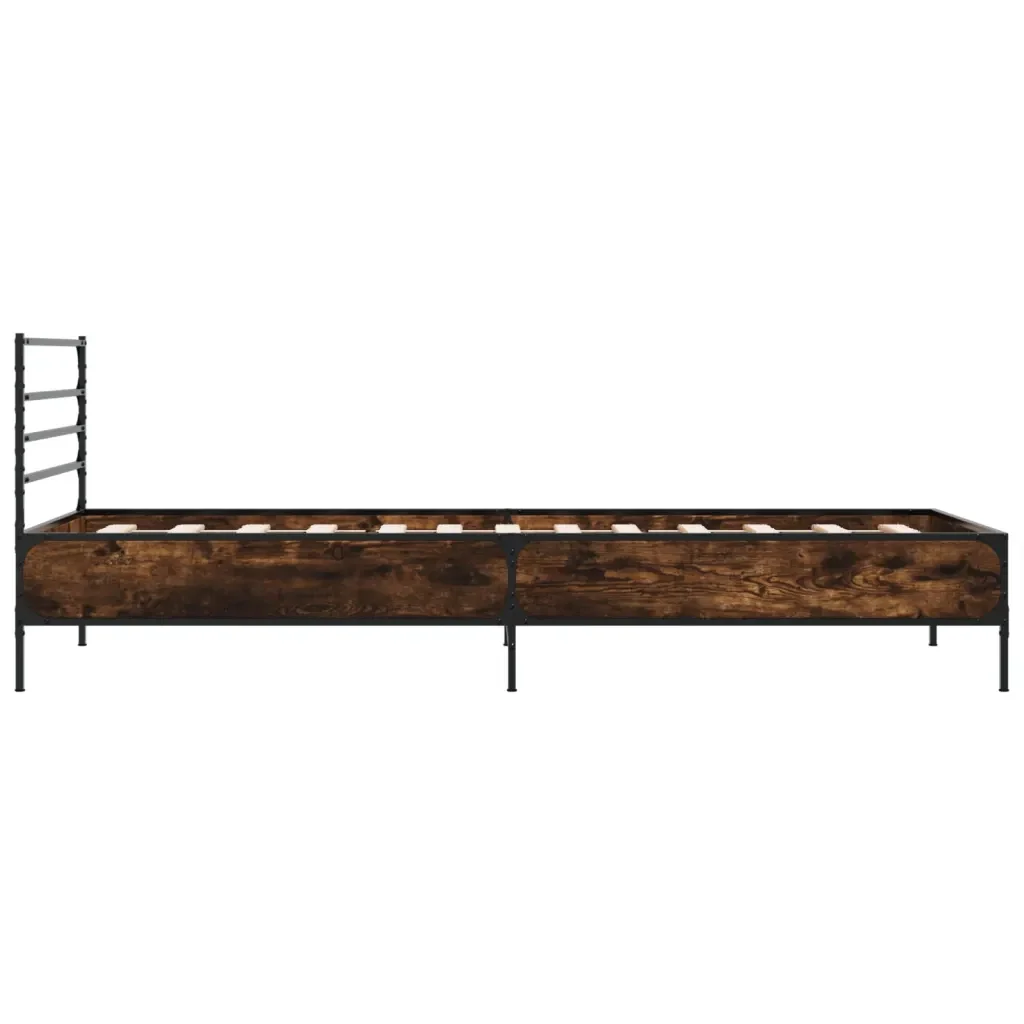 Letto singolo | Letto per adulti | Giroletto Rovere Fumo 90x190 cm in Legno Multistrato e Metallo - Image 5