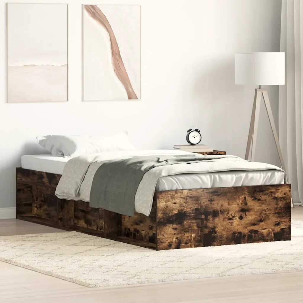 Letto singolo | Letto per adulti | Giroletto Rovere Fumo 90x200 cm - Image 2