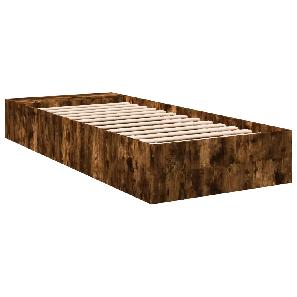 Letto singolo | Letto per adulti | Giroletto Rovere Fumo 90x200 cm in Legno Multistrato - Image 6