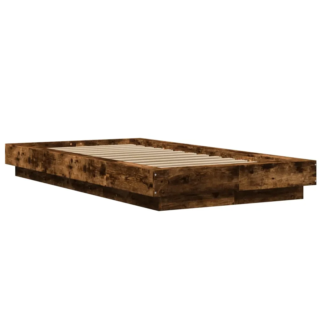 Letto singolo | Letto per adulti | Giroletto Rovere Fumo 90x200 cm in Legno Multistrato - Image 3