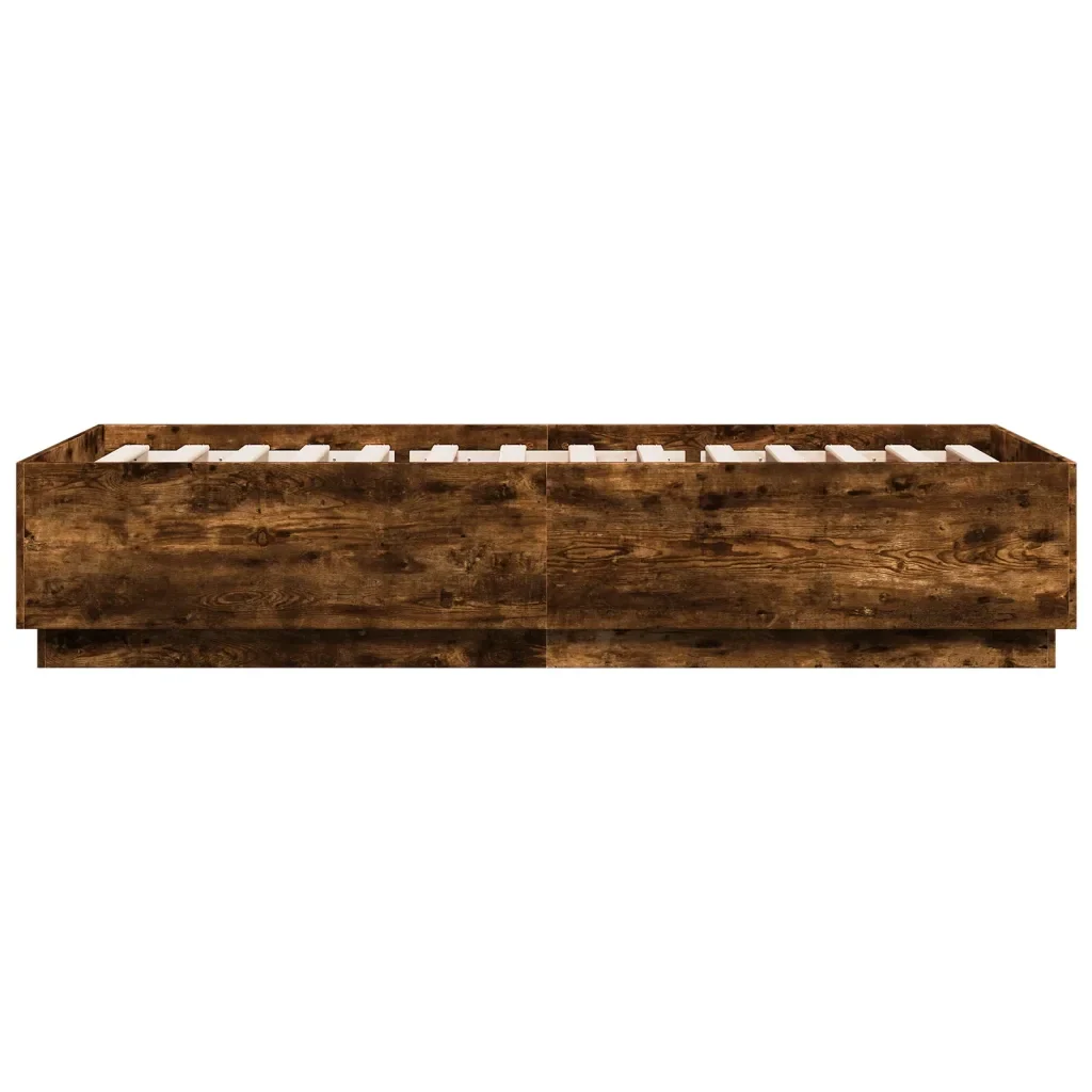 Letto singolo | Letto per adulti | Giroletto Rovere Fumo 90x200 cm in Legno Multistrato - Image 5