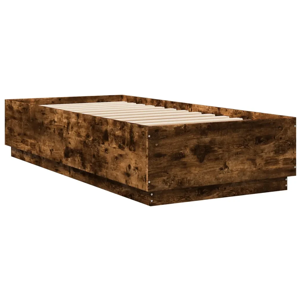 Letto singolo | Letto per adulti | Giroletto Rovere Fumo 90x200 cm in Legno Multistrato - Image 6
