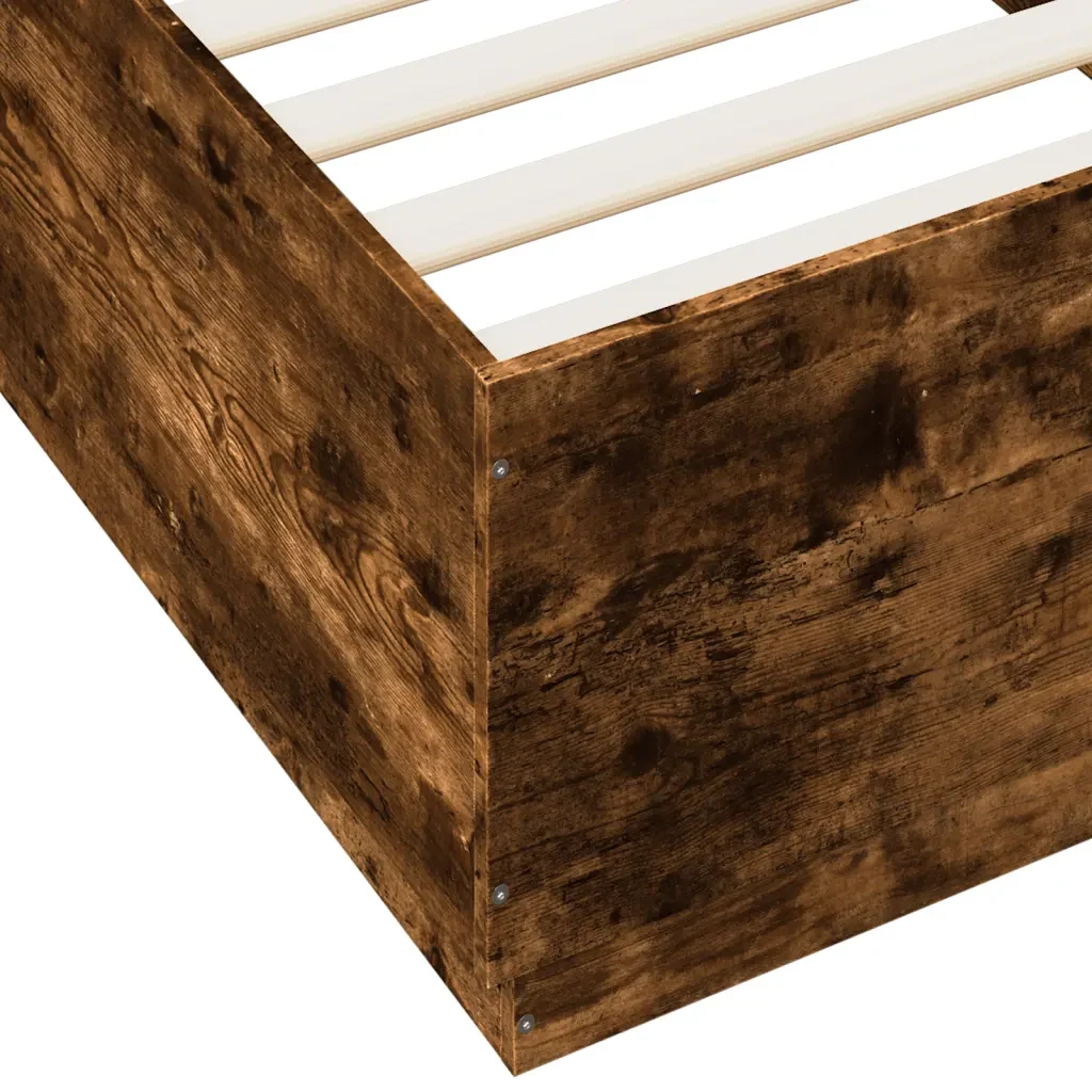Letto singolo | Letto per adulti | Giroletto Rovere Fumo 90x200 cm in Legno Multistrato - Image 7