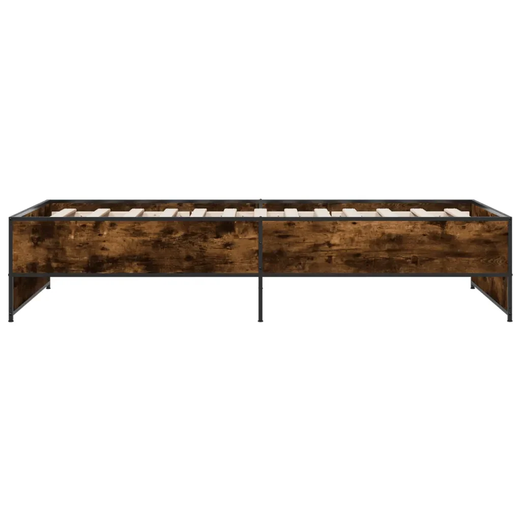 Letto singolo | Letto per adulti | Giroletto Rovere Fumo 90x200 cm in Legno Multistrato e Metallo - Image 5