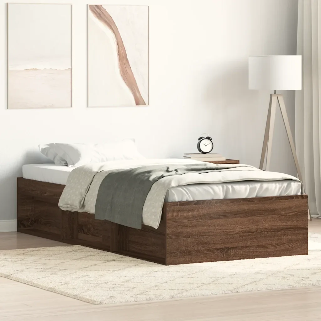 Letto singolo | Letto per adulti | Giroletto Rovere Marrone 100x200 cm - Image 2