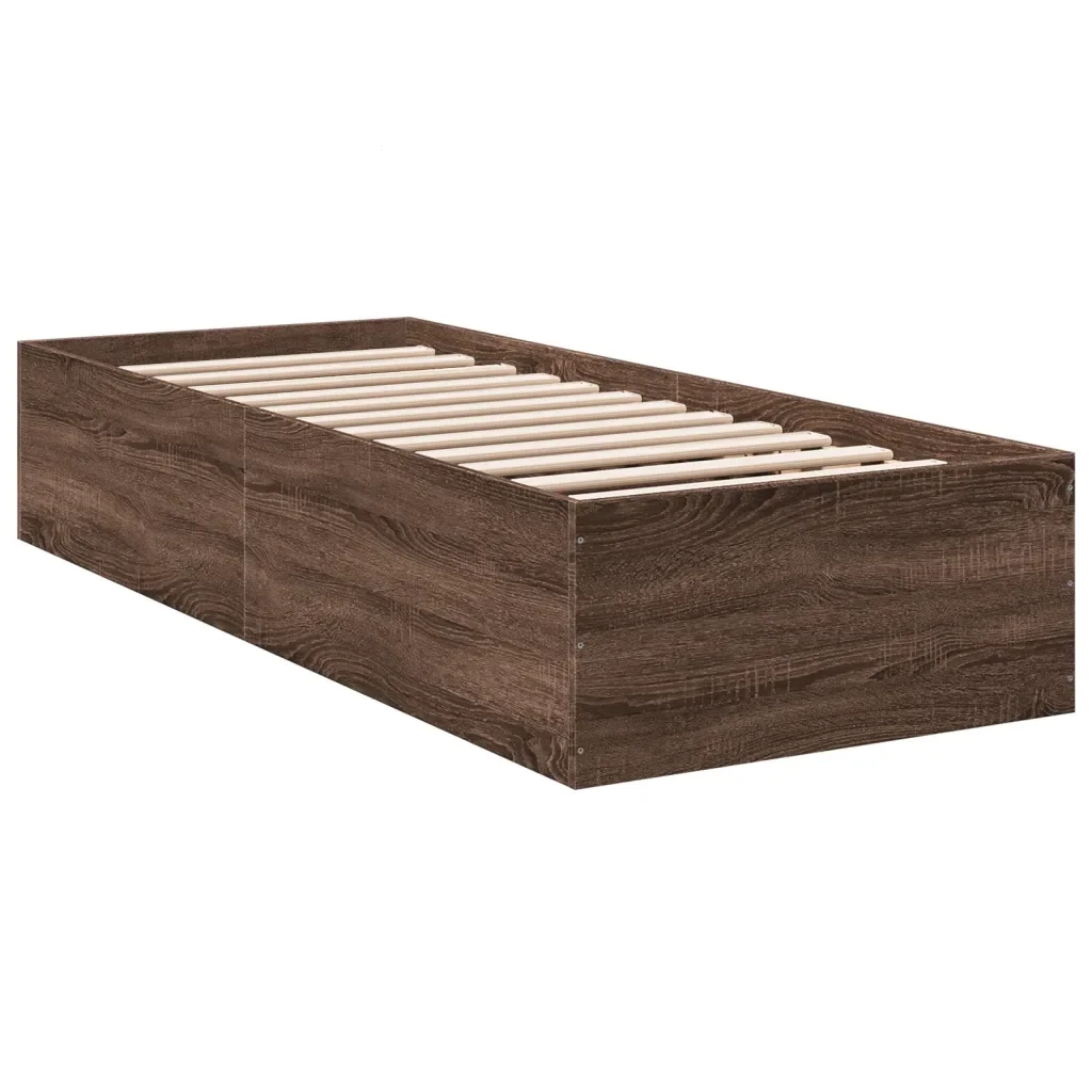 Letto singolo | Letto per adulti | Giroletto Rovere Marrone 100x200 cm in Legno Multistrato - Image 6