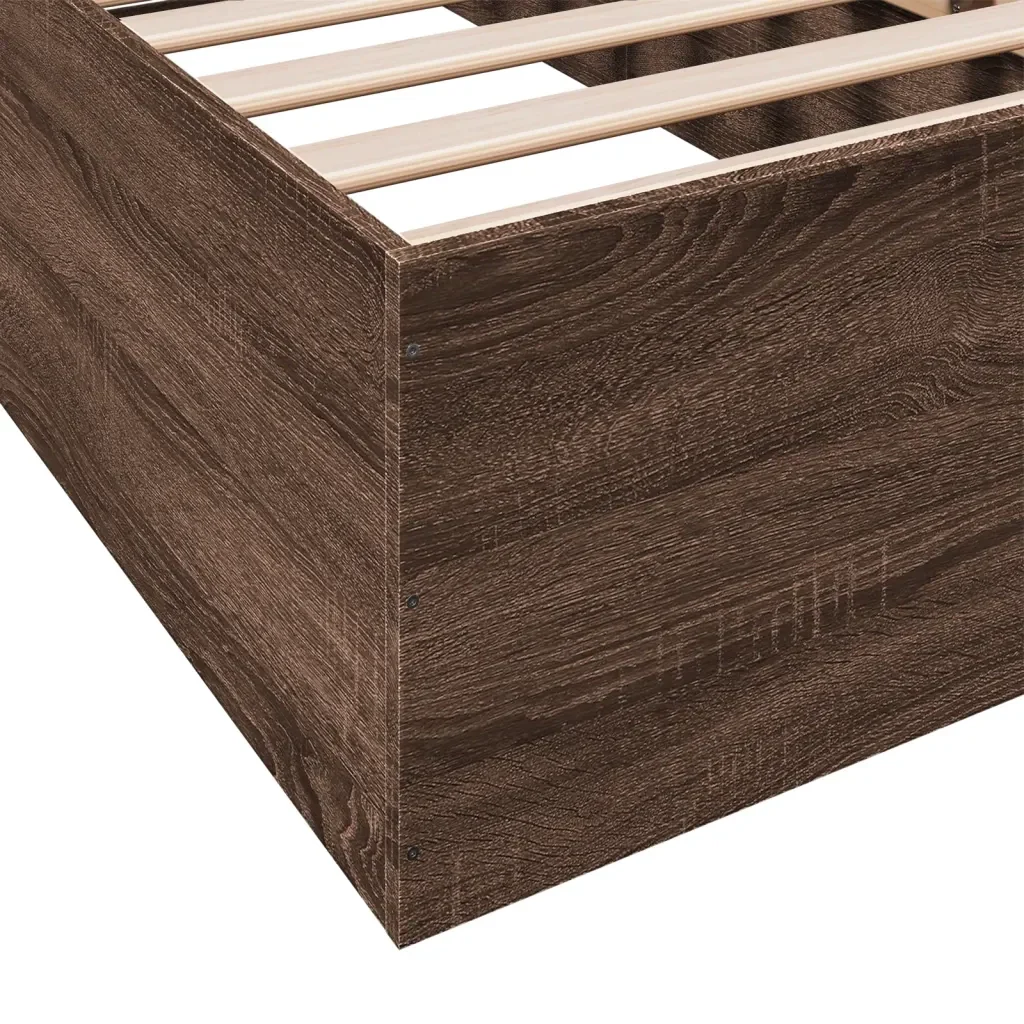 Letto singolo | Letto per adulti | Giroletto Rovere Marrone 100x200 cm in Legno Multistrato - Image 8